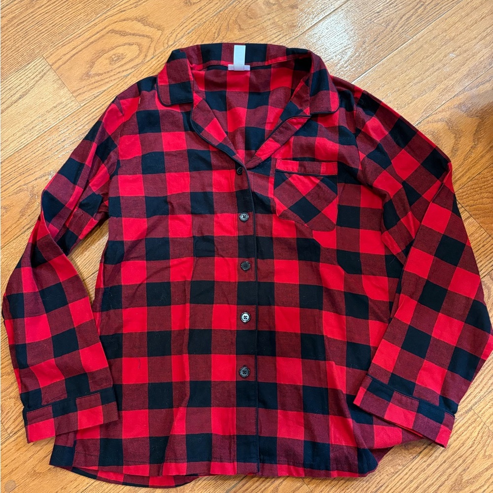 NWOT! Target Wondershop Women’s Buffalo Check Flannel button up pj top
